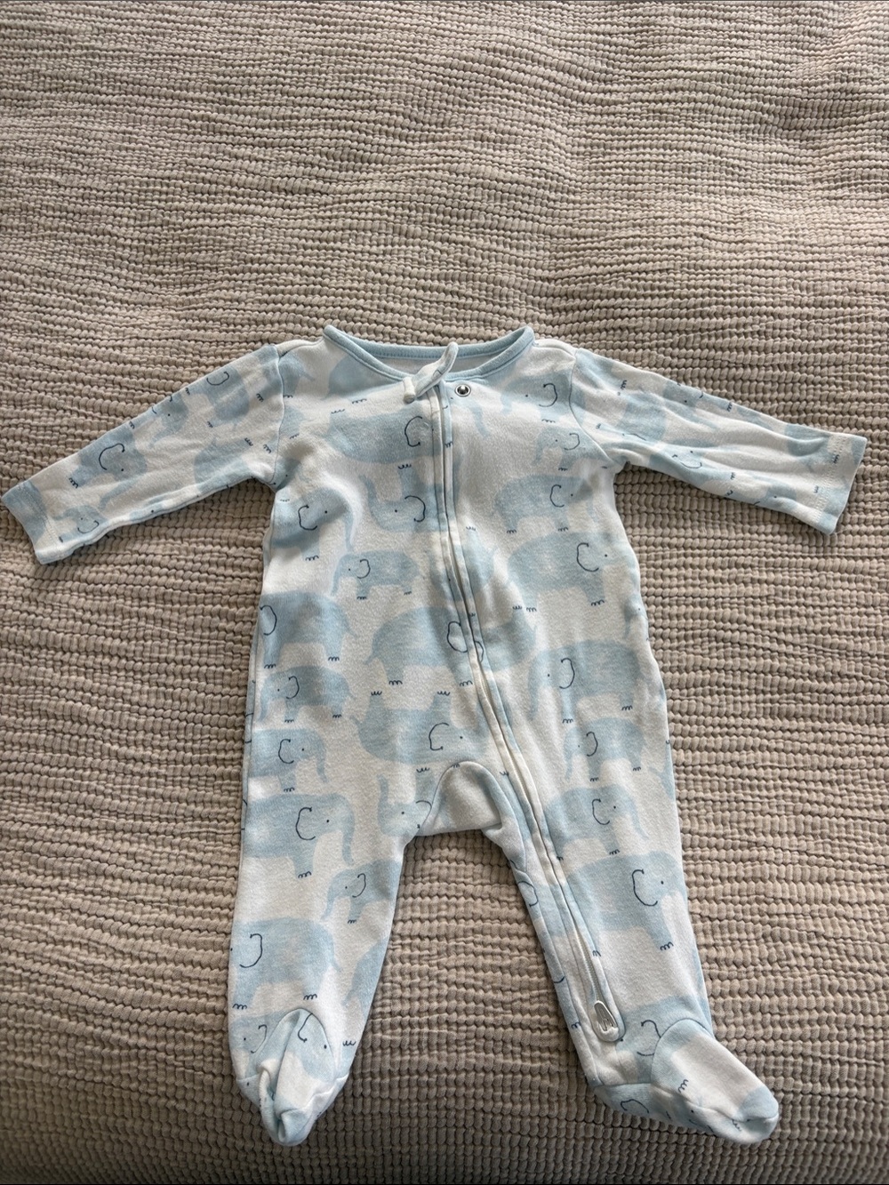 Carter's Light Blue and White Elephant Print Footed One-Piece
